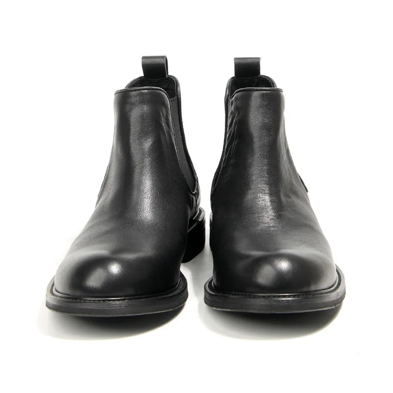 Vintage Man Western Boots Genuine Leather High Calf Shoe For Men Comfortable Slip On Designer Shoes Ankle Boots Male Shoe A223