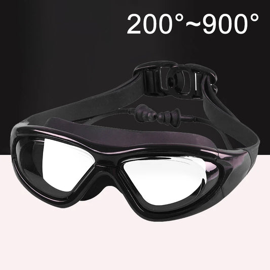 Adult Optical HD Swimming Goggles Anti-fog UV Protection Waterproof Silicone -2 To -9 Myopia Swim Eyewear Glasses with Earplug