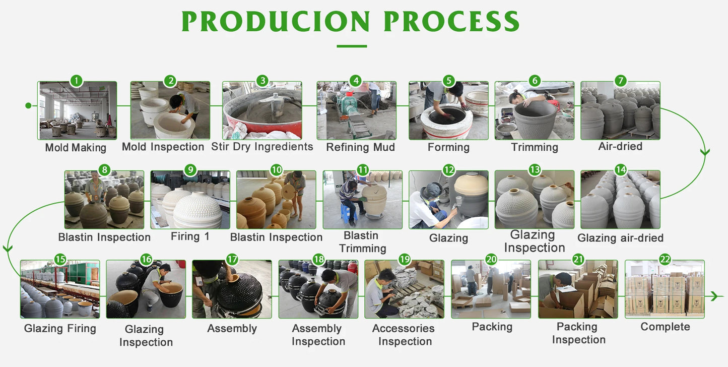 Auplex Wholesale Barbeque Asador Portable Charcoal 21-Inch Kamado Ceramic Grills BBQ