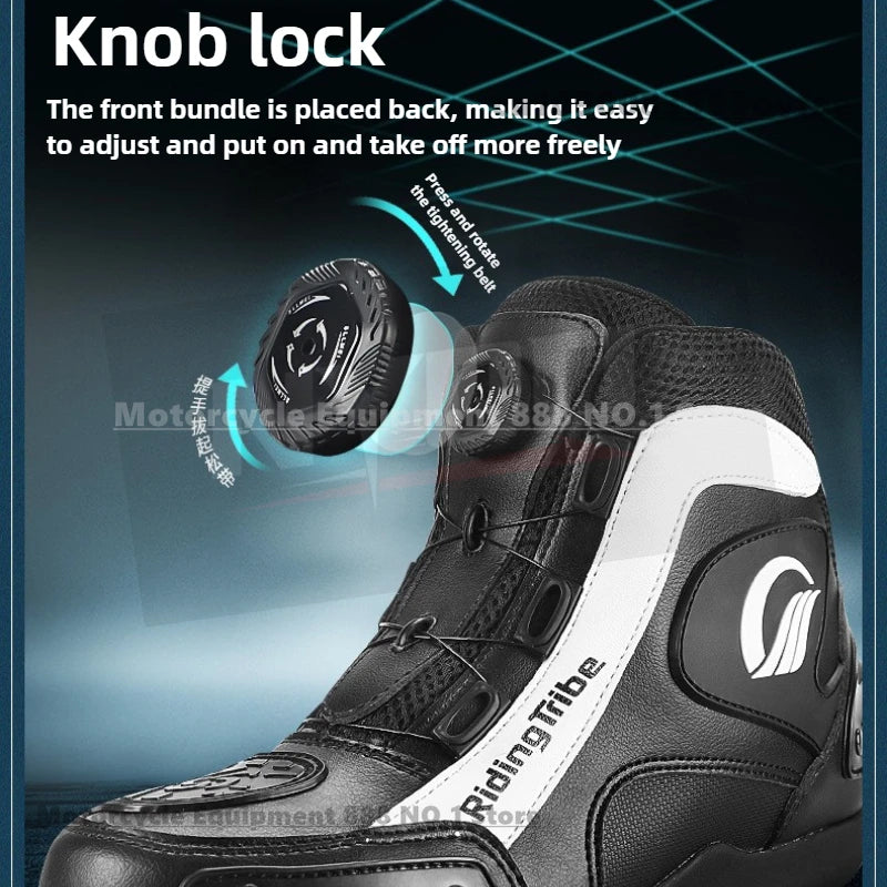 Motorcycle Cycling Shoes with Lock Motorcycle Boots Mountain Bike Racing Fall-proof Summer Waterproof Breathable Casual Boots
