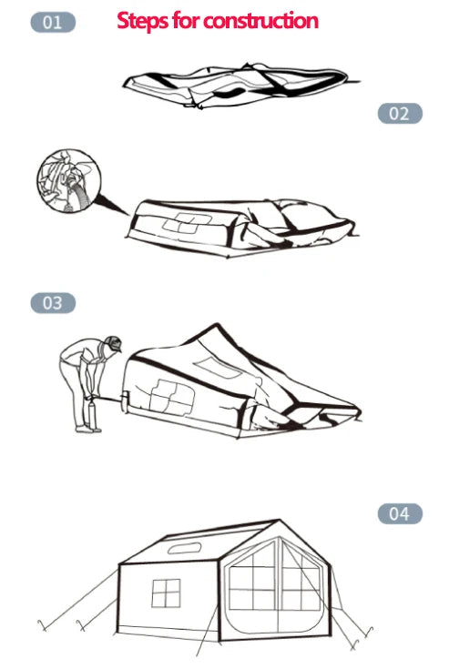 7.5㎡ Large Inflatable Tents with Air Column Set for Rainproof & Waterproof Outdoor Camping 420D Oxford Fabric Inflatable Marquee