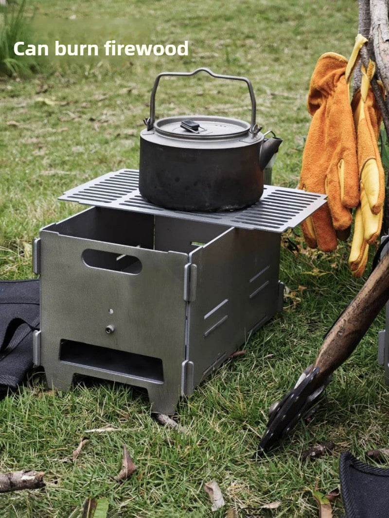 Titanium Alloy Portable Barbecue Grill Rack Outdoor Family Charcoal Stove Furnace Frame Camping Lightweight Camp Equipment