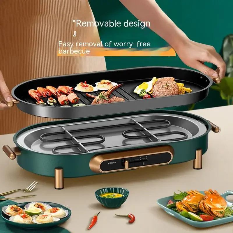 Electric Broiler Korean Household Non-stick Electric Broiler Smokeless Barbecue Electromechanical Roasting Pan