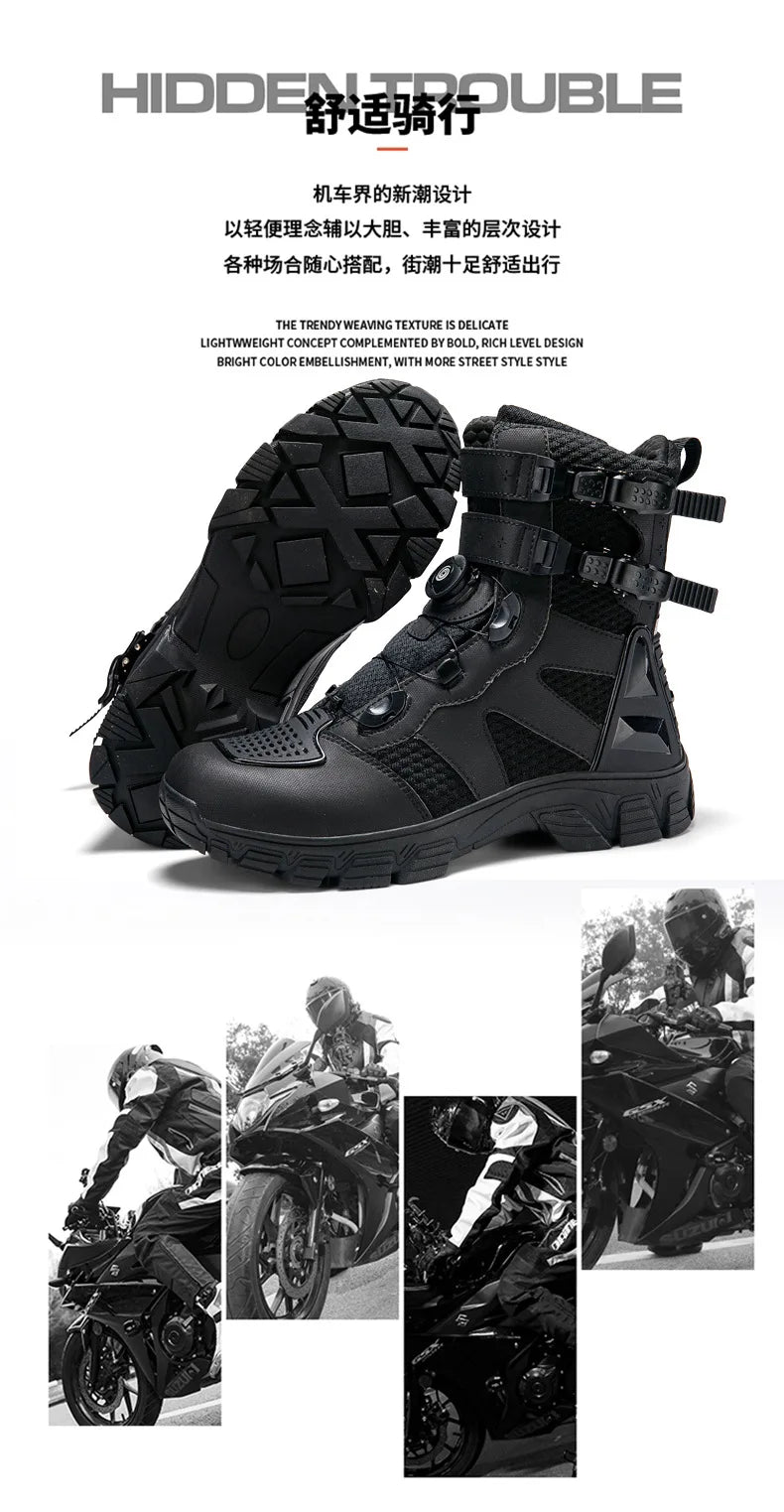 Motorcycle Boots Men's Mid-Calf Motocross Races Protective Boots Outdoor Breathable Non Slip Motos Sports Shoes Botas Moto Hombr