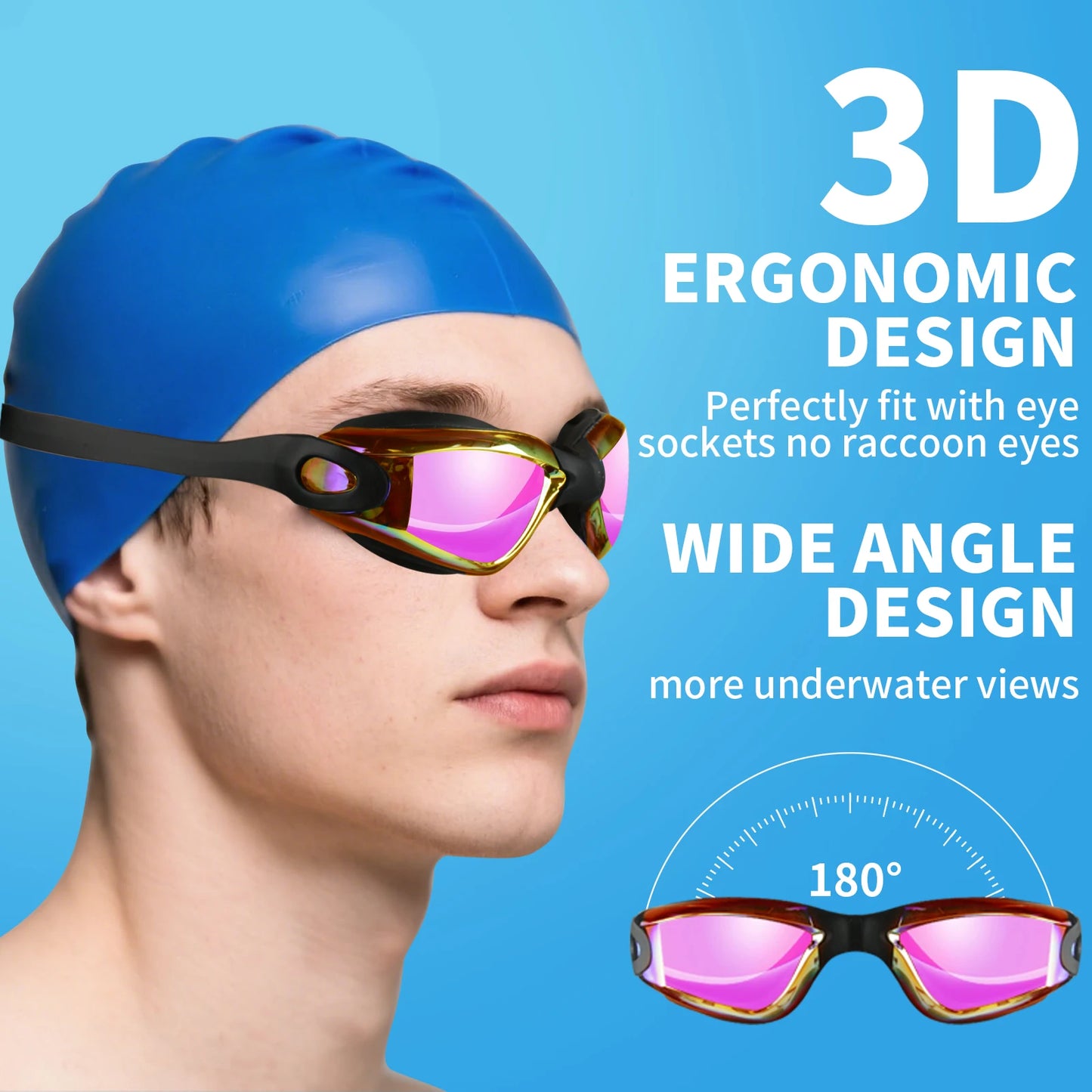 Swimming Goggles Anti-Fog Waterproof No Leaking Swim Goggles for Adult Children