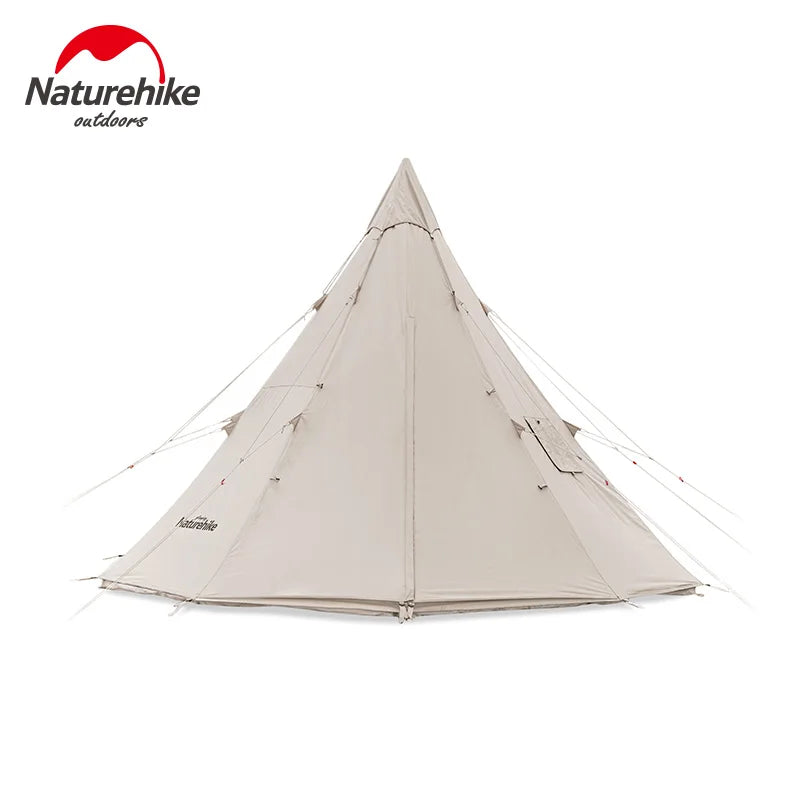 Naturehike Pyramid A-type Tent Teepee Tipi Tent With Chimney for 5-8 People Family Travel Camping Cotton Blend 9.6 Waterproof