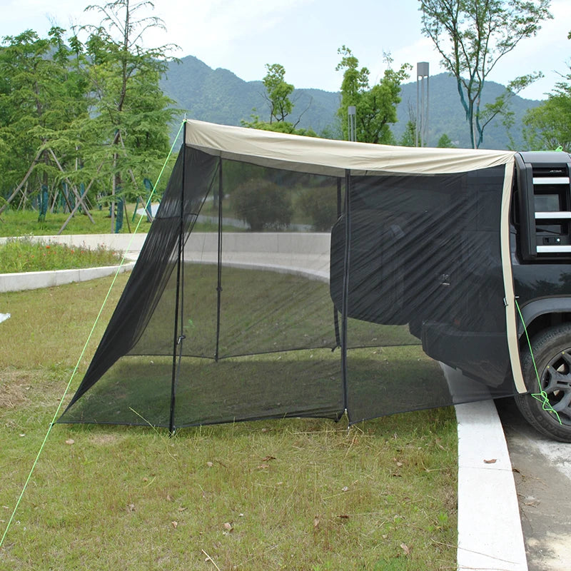 SUV Rear Tent with Mosquito Net – 4-Person Sun Shelter & Quick-Setup Car Canopy for Family Camping, Outdoor Adventures
