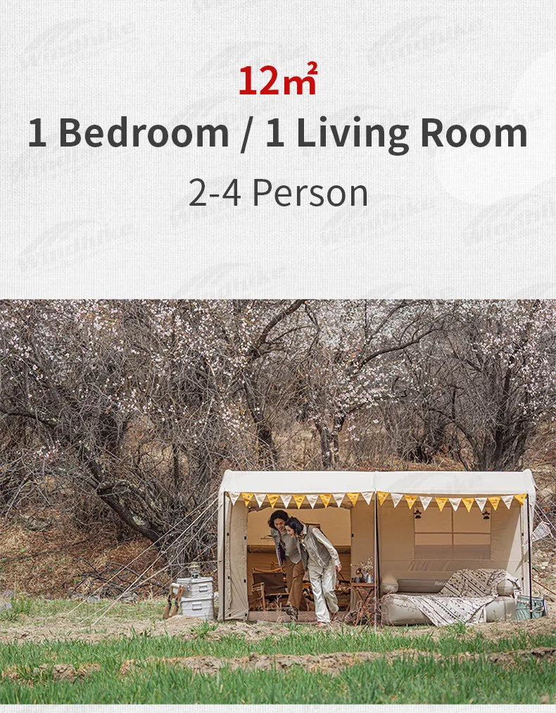 Naturehike Air Cabin Tent Inflatable Wall Camping Tent for 2-4 Person Family Group Travel Camping House Two Rooms Aluminum Alloy