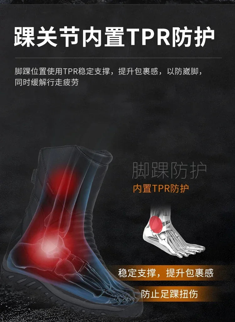 Motorcycle Short Boots Couple Shoes Leather Men Women Riding Racing Protective Breathable Anti-slip Soft Sole Motocross Off-road