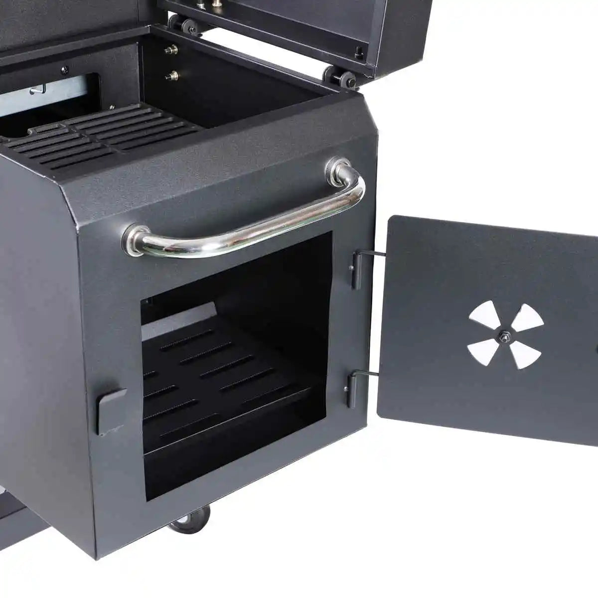 Grill Burner Gas & Charcoal Outdoor with Side Smoker Coated Finish for Family Gatherings