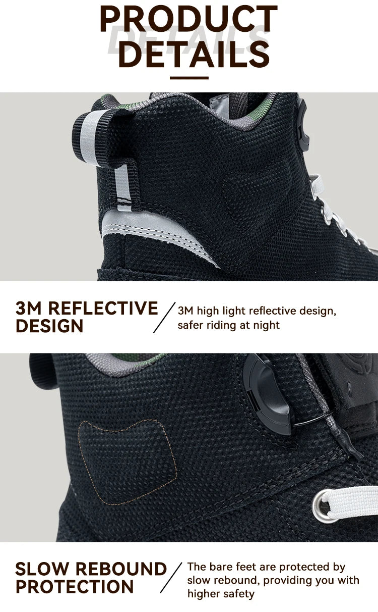 Star Field Knight Green Retro Motorcycle Riding Shoes Comfortable Breathable Hard Protection Wear-resistant Motocross Race Boots