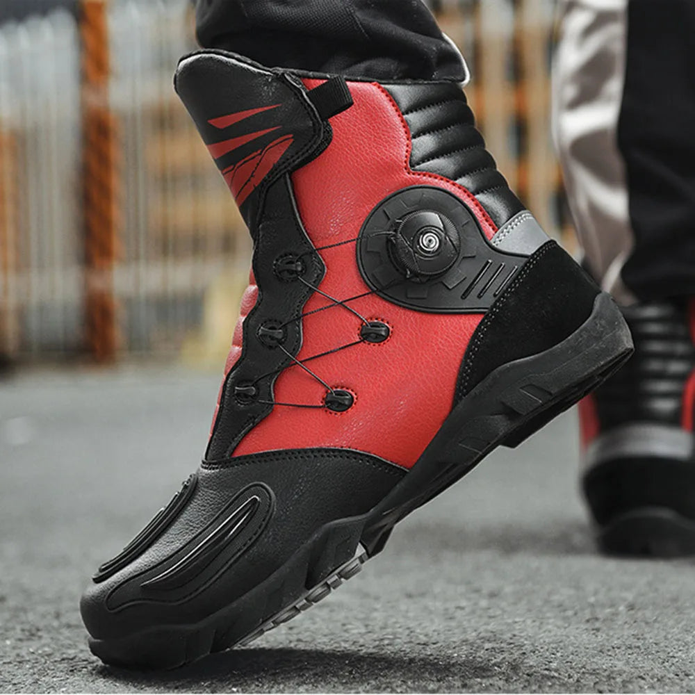 37-48 Motorcycle Boots Non-Slip Studded Boots Leather Enduro Motorcycle Boots Men's Biker Boot Four Seasons Riding Racing Shoes
