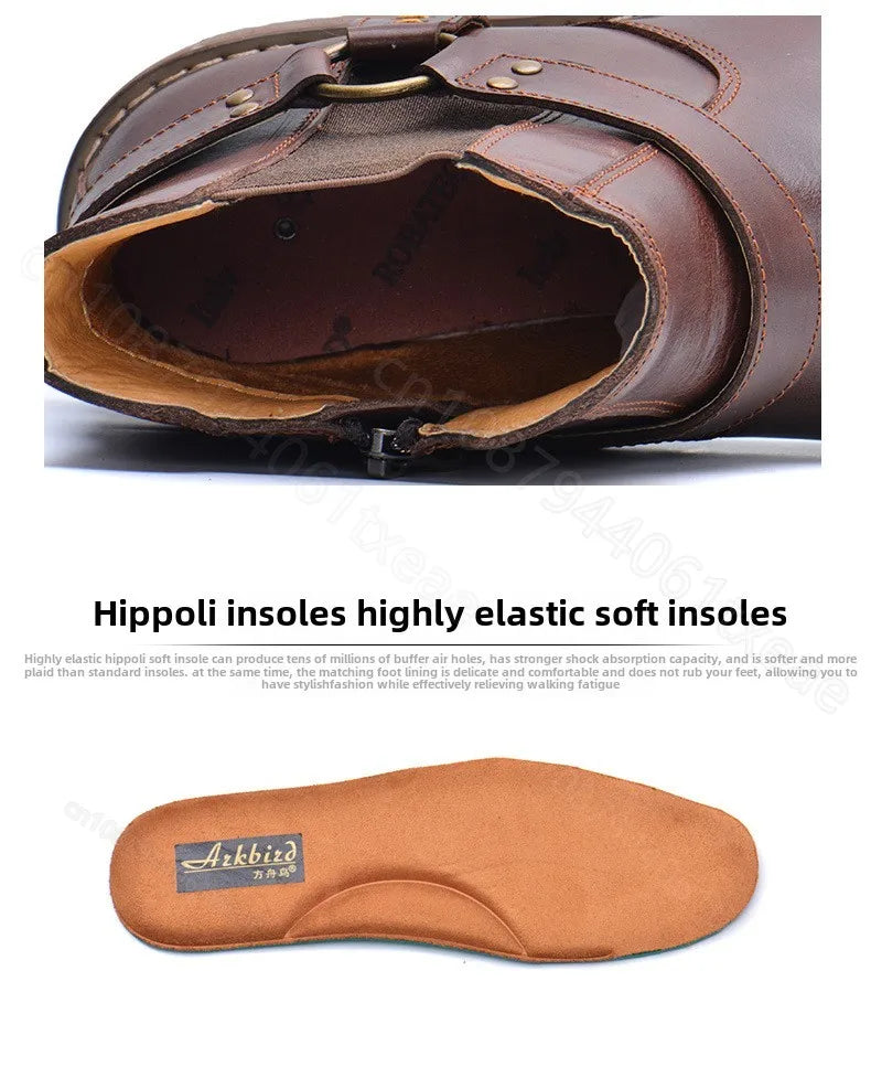 Motorcycle Shoes Retro Leather Boots for Motorcycles Durable Men Boots Couple's Short Shoes Motorcycle Safety Equipment