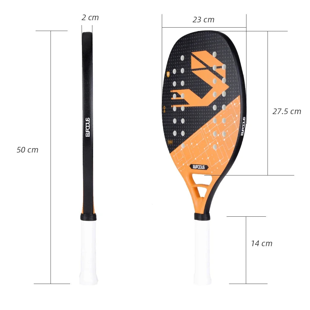 New 18K 12K 3K Full Carbon and Glass Fiber Beach Tennis Racket Matte Face Tennis Racquet