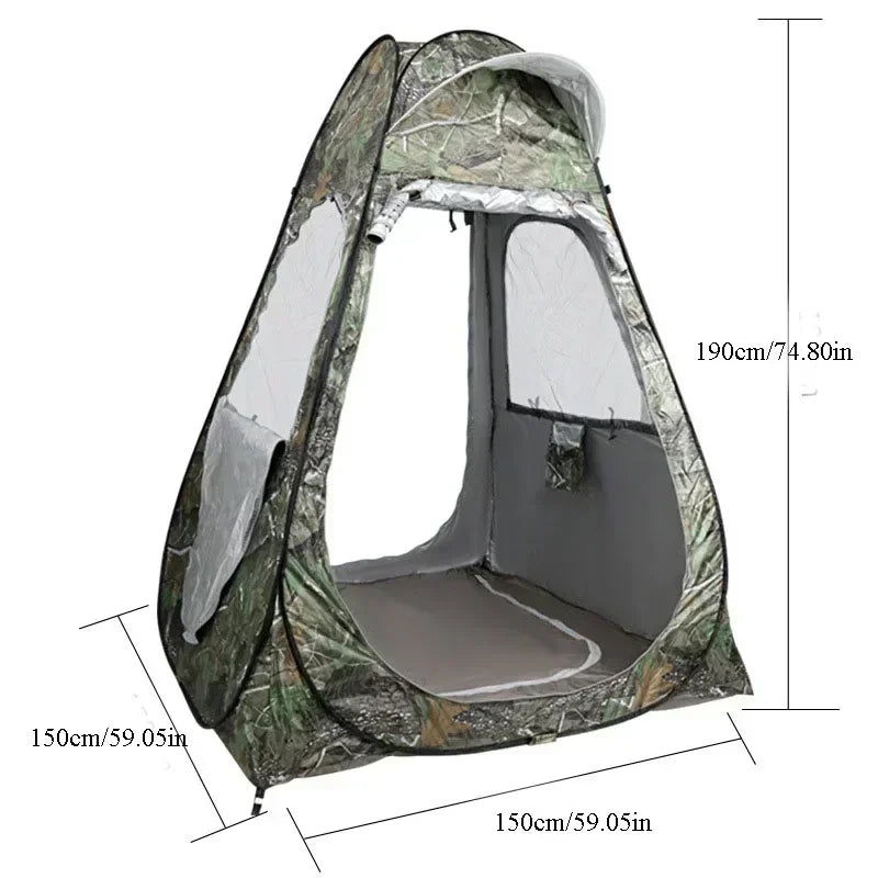 1-2Person Camouflage Ice Fishing Tent Anti-Mosquito  Rain-Proof Sunscreen Double Doors  2 Windows Pop-Up Quick Open150x150x190cm