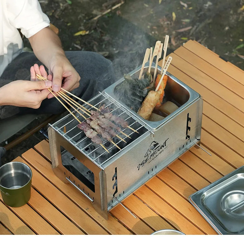 Camping Windproof Firewood Stove Stainless Steel Barbecue Grill Wood Burner Protable Outdoor Picnic Oden Cooking Furnace