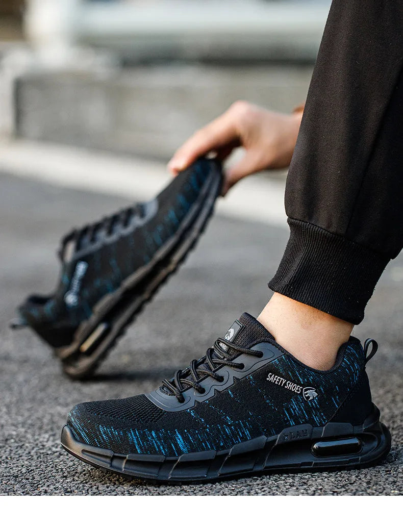 Security Anti-static Men Work Shoes Anti Puncture Anti Smashing Safety Shoes Air Cushion Indestructible Sneakers Breathable Mesh