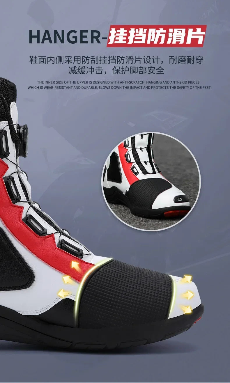 Non-slip  Motorcycle Protective Rubber Soles Boots Casual Motorcycle Boots Men's Leather Boots Motorcycle Riding Shoes