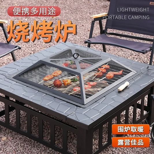 BBQ Grill Table Outdoor Garden Furniture Charcoal Heating Grill Patio Furniture Brazier