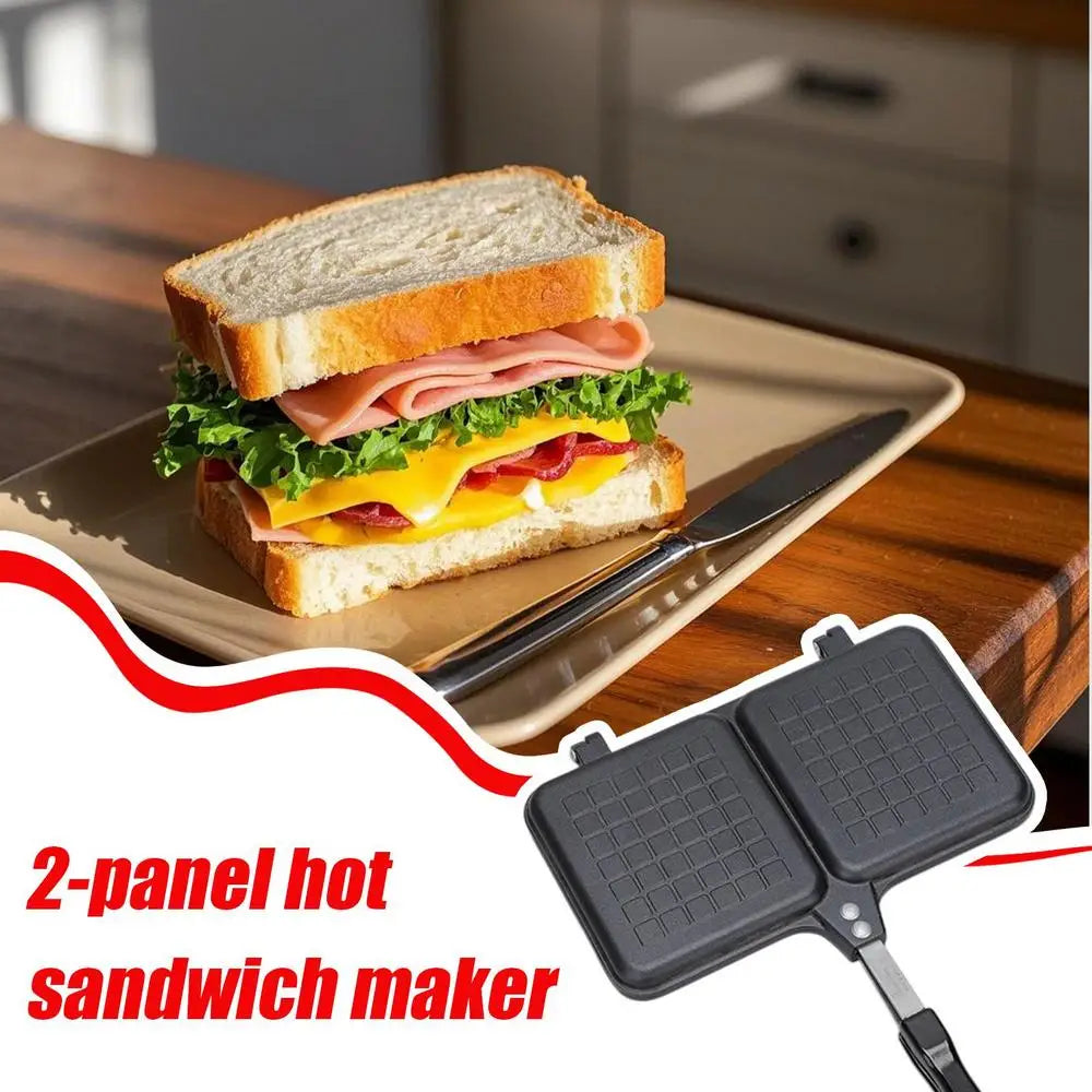 Toasted Sandwich Maker Double Panel Stove Hot Sandwich Maker With Handle Bread Toaster Non-Stick Frying Pan Stove Grill Pan