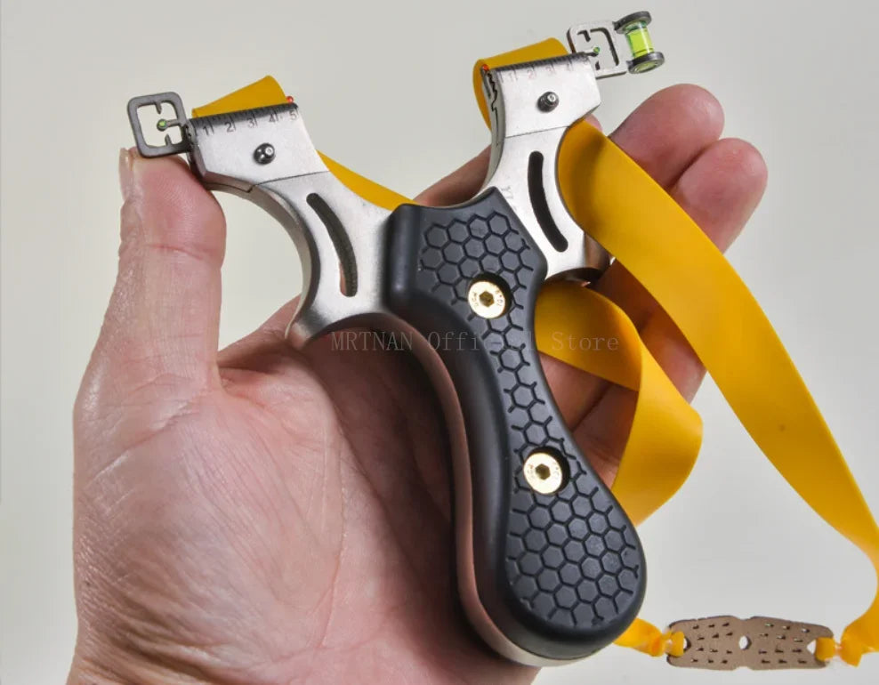 Stainless Steel Slingshot Quick Press Flat Rubber Band Slingshot Outdoor Hunting and Shooting Steel Ball Target Paper Set