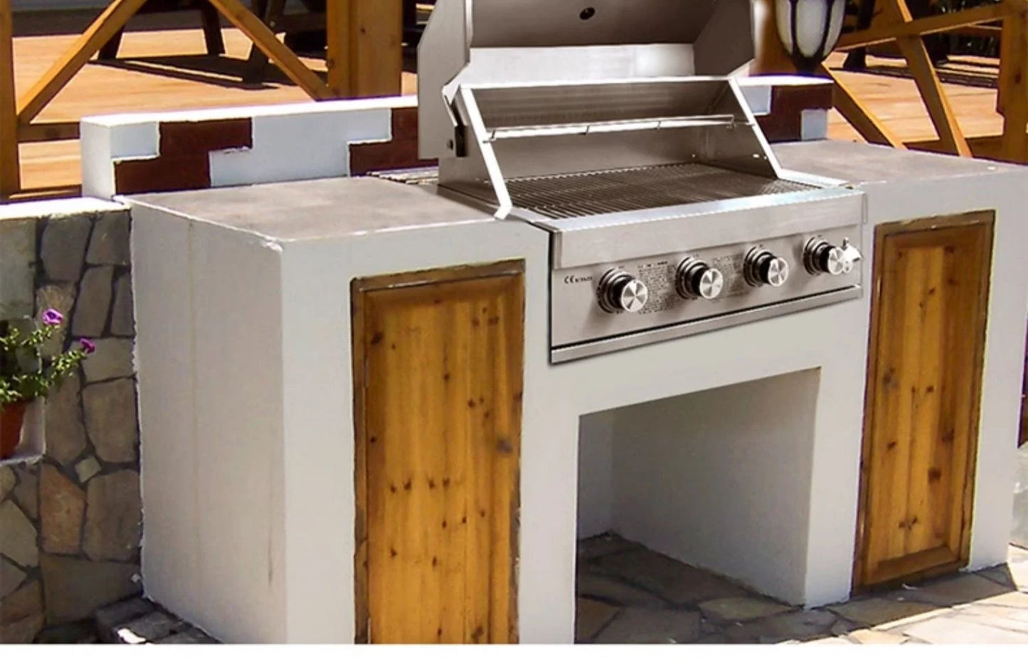 2025 Newest 304 Stainless Steel Built-in Courtyard Grill Gas Charcoal Dual Fuel Smoker BBQ Grill