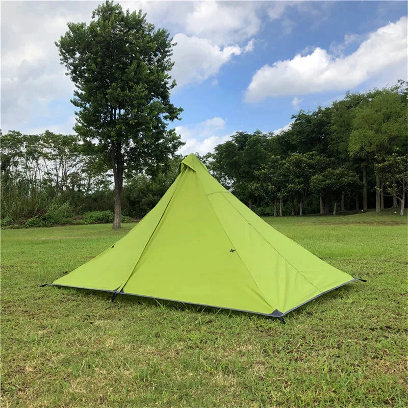 1 Person Ultralight Hiking Camping Tents Backpacking Pyramid Tent Portable Dual Layer Rainproof Rodless Pyramid 4 Season Tent