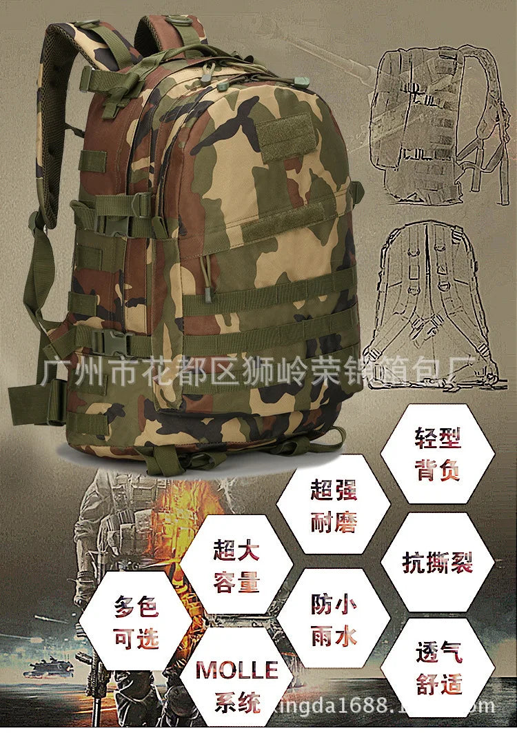 Upgraded 3D Bag Camouflage Mountaineering Bag Tactical Backpack Outdoor Camping Travel Bag