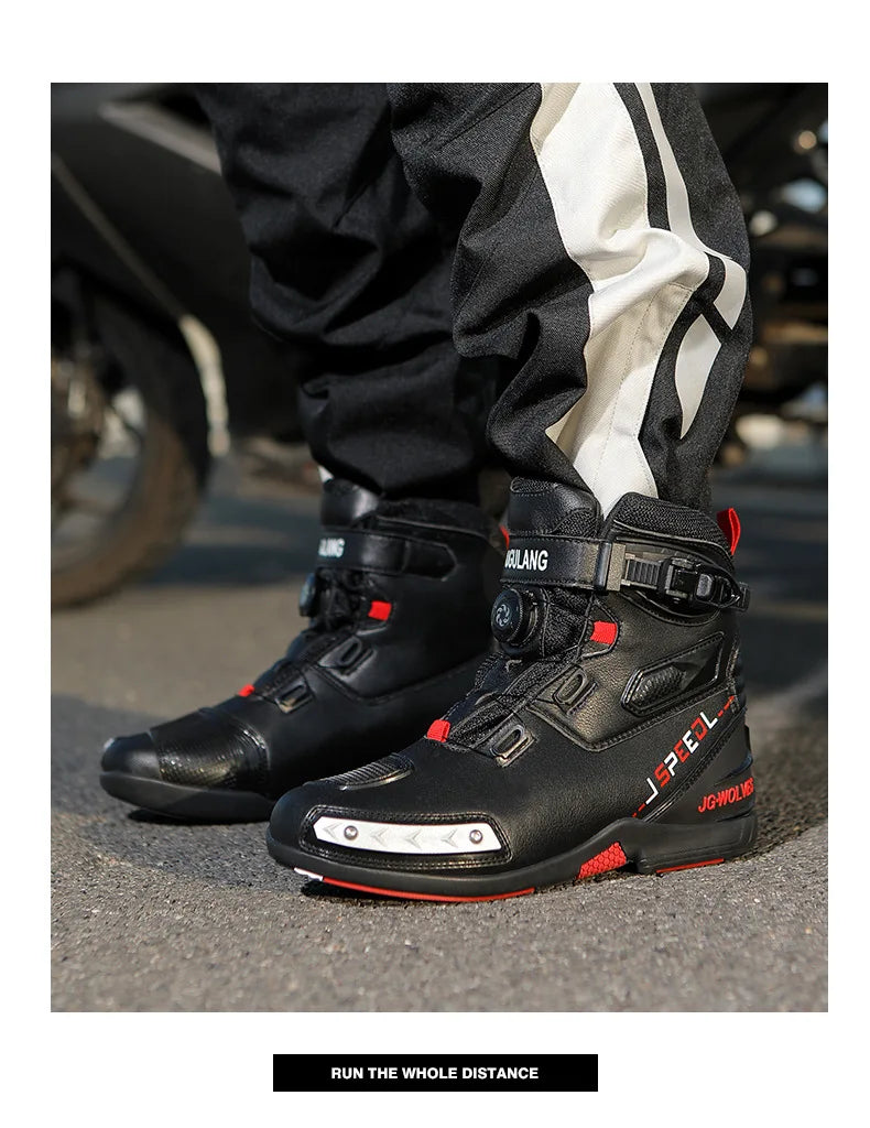 Motorcycle Boots Man Leather Motos Riders Protective Motocross Boots Waterproof Non-slip Motocross Mountain Racing Shoes