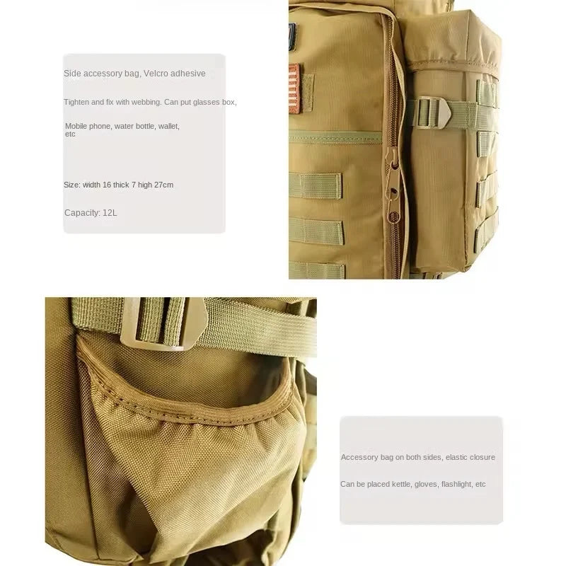 2024 70L Tactical Backpack for Men Outdoor High Capacity Hiking Bag Sports Attack Hunting Camping Rucksack Expanding