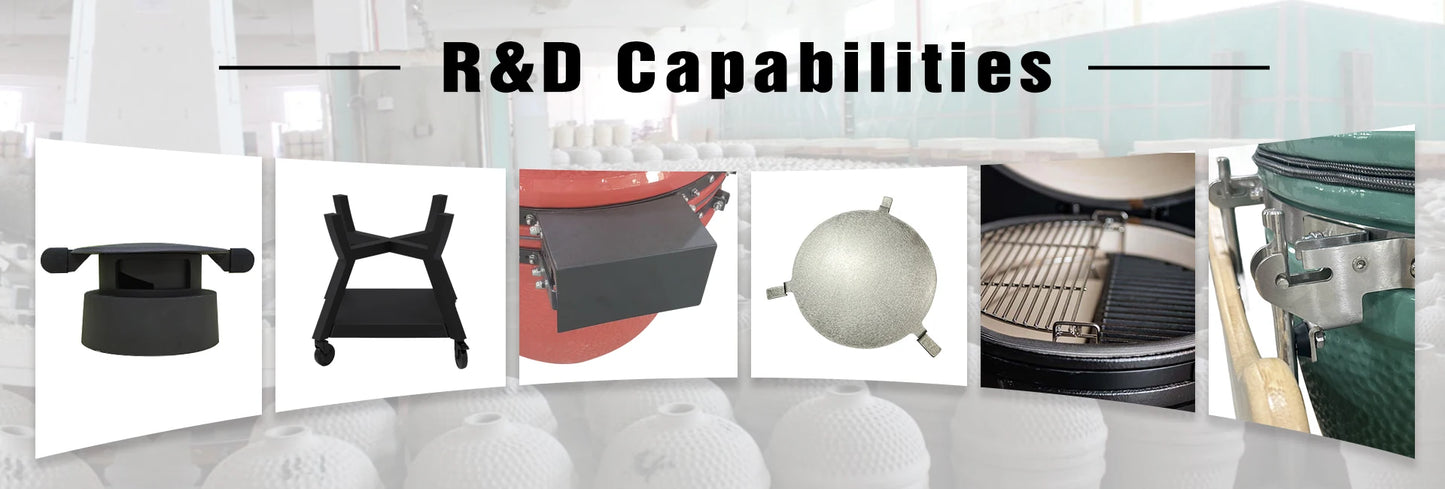 21-Inch Indoor/Outdoor Kamado  Ceramic Grill Oval Egg BBQ with Steel Iron Garden Camping  Ceramic BBQ