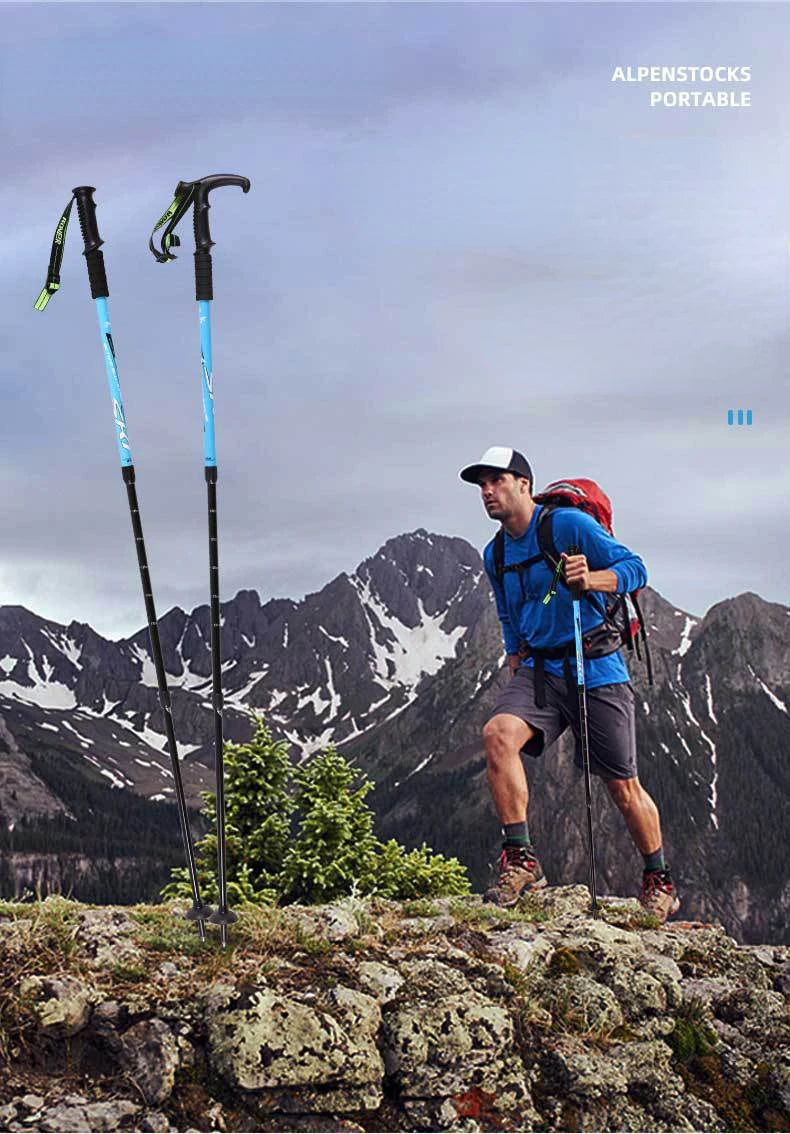 1PCS Ultralight Folding Multifunction Trekking Pole Portable Anti Shock Alpenstock Snow Walking Stick Outdoor Climbing Hiking