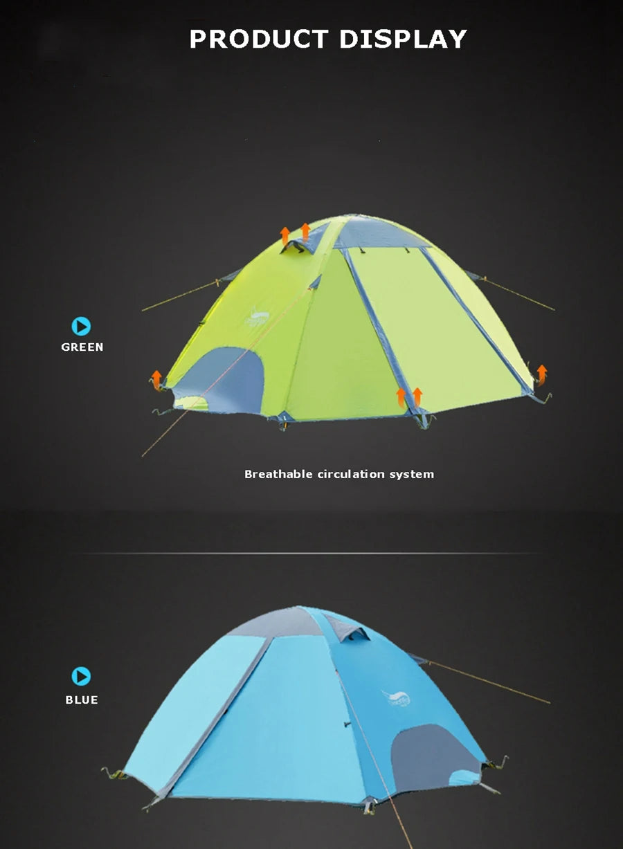 Desert Fox Camping Tents Fiberglass/Aluminum 3 Season Backpack Tent Lightweight Outdoor Compact Tent for Hiking Cycling Climbing