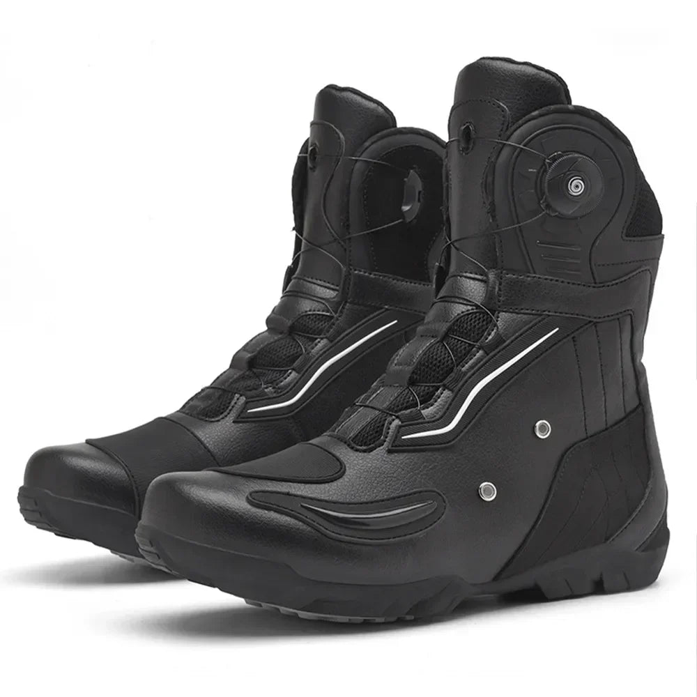 Motorcycle  Ankle Boots Racing Shoes Men Riding Durable Anti-Slip Grip Anti-kick protection Quick Lock moto Equipment Motorbike