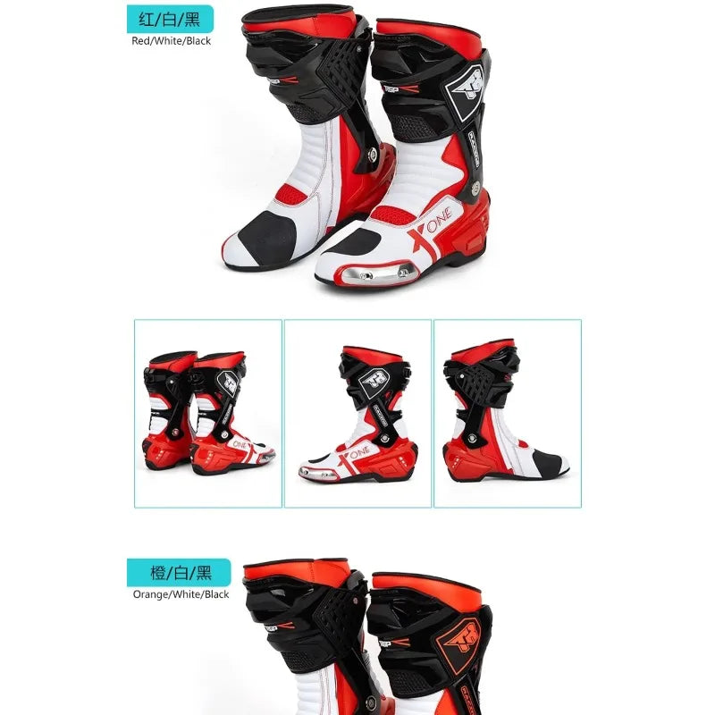 2PCS Motocross Boots Professional Protective Motorcycle Boots Motobots Windproof And Waterproof Men's Motorcycle Boots Motobots