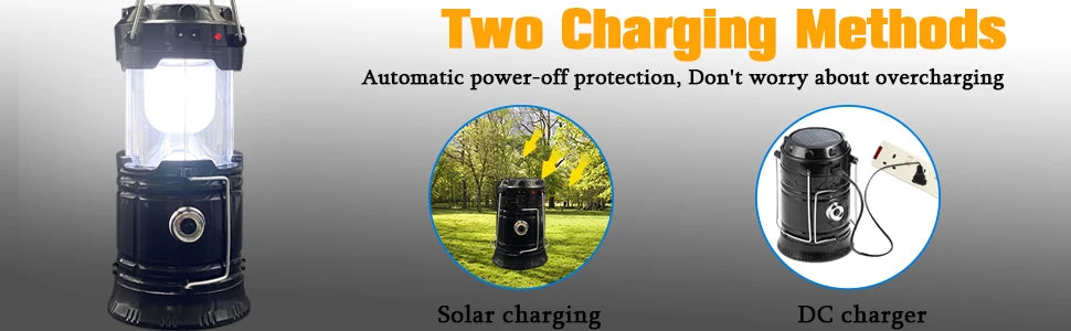 Solar Camping Lantern Collapsible LED Solar USB Rechargeable Lantern Flashlight Emergency Hanging Lights for Outdoor Camping