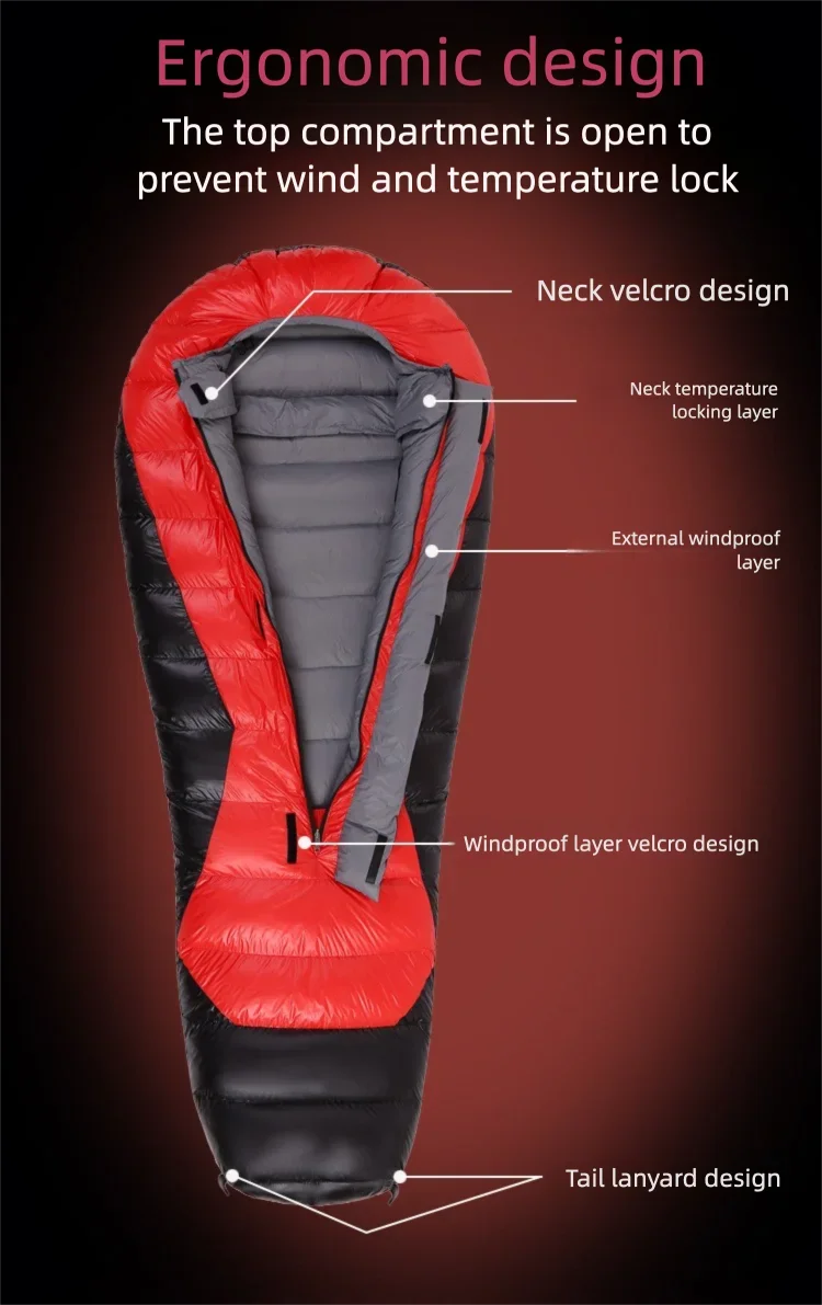 Lightweight Goose Down Double Sleeping Bag Adult Outdoor AllSeason Camping