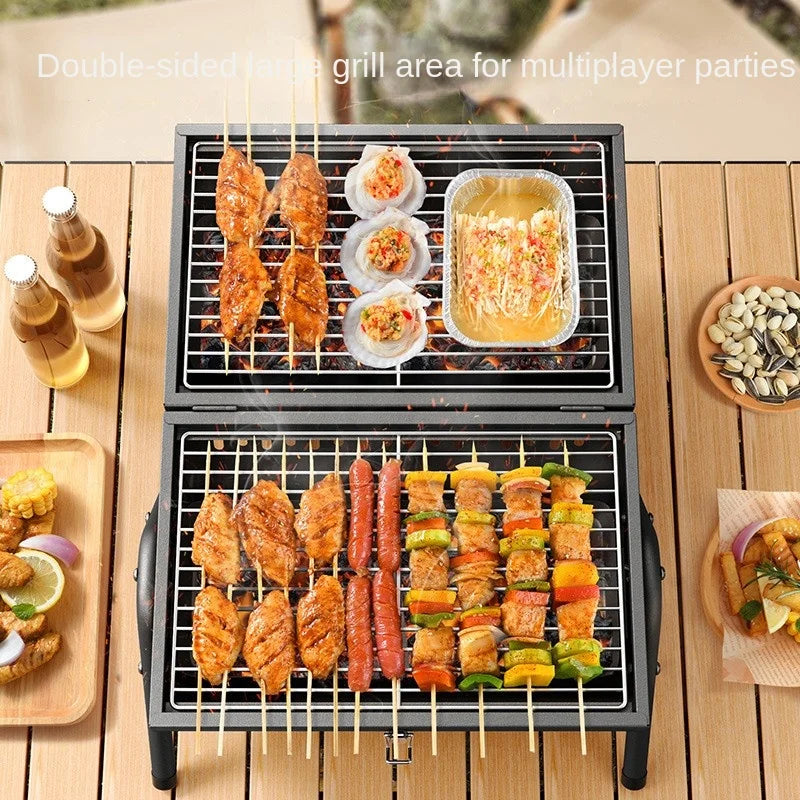 Barbecue Grill Outdoor Portable Picnic Camping Folding Smokeless Grill Household Portable Charcoal Heating Barbecue Grill 2025