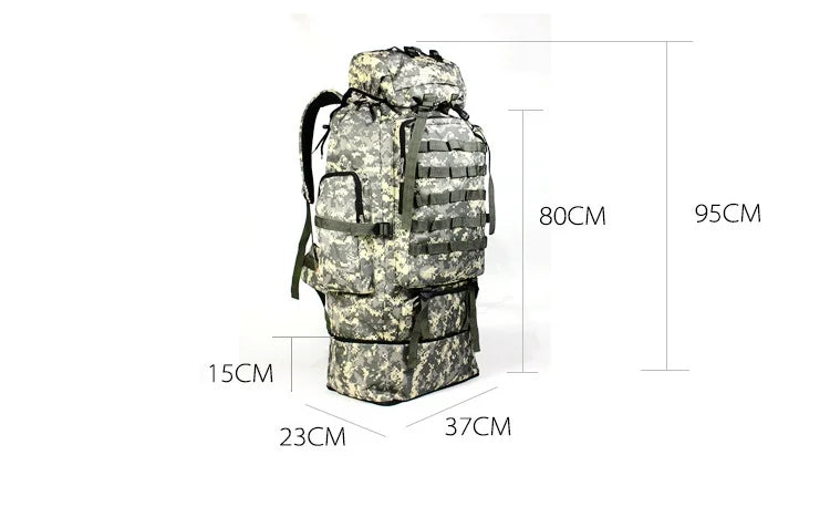 70-100L Outdoor Camping Travel Sports Backpack Military Camo Tactical Bag Large Capacity Waterproof Hiking Mountain Climbing Bag