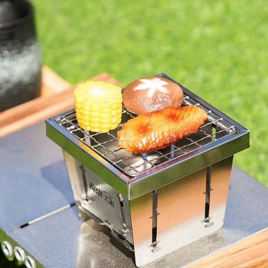Mini Barbecue Grill Around The Stove Make Tea Outdoor Portable Folding BBQ Grill Stove Stainless Steel Furnace