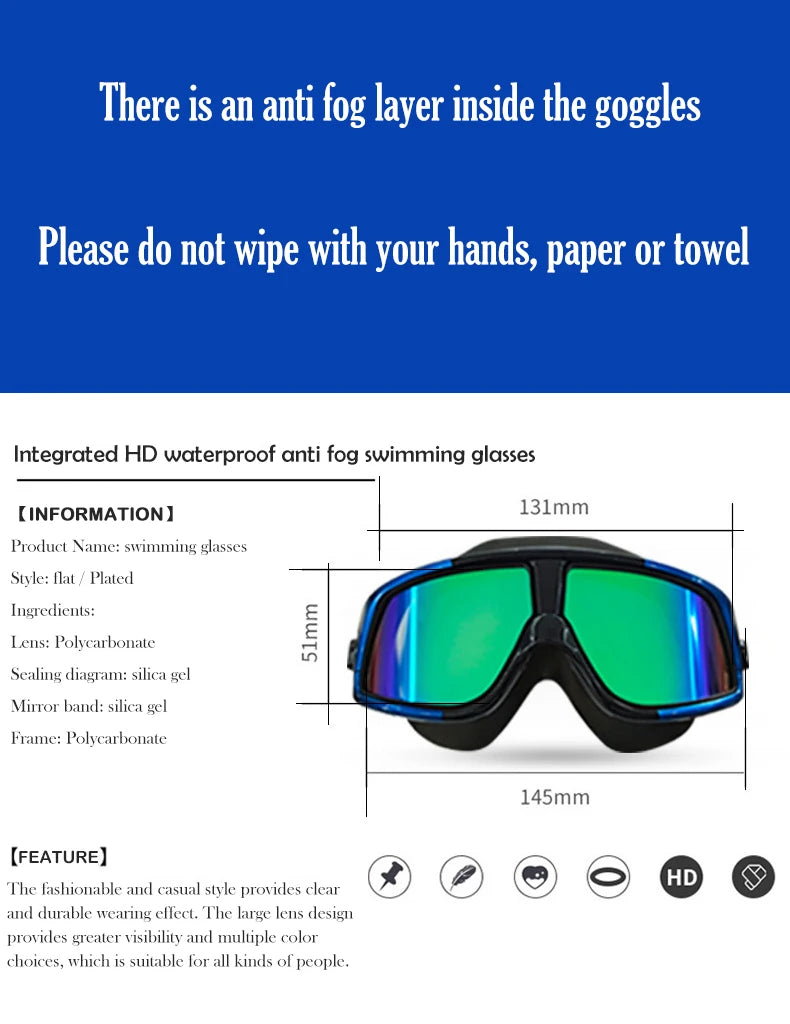 Queshark Men Women Adult -1.5 To -10.0 Myopia Swim Eyewear Silicone  Anti Fog Swimming Goggles Custom Different  Left Right Eyes