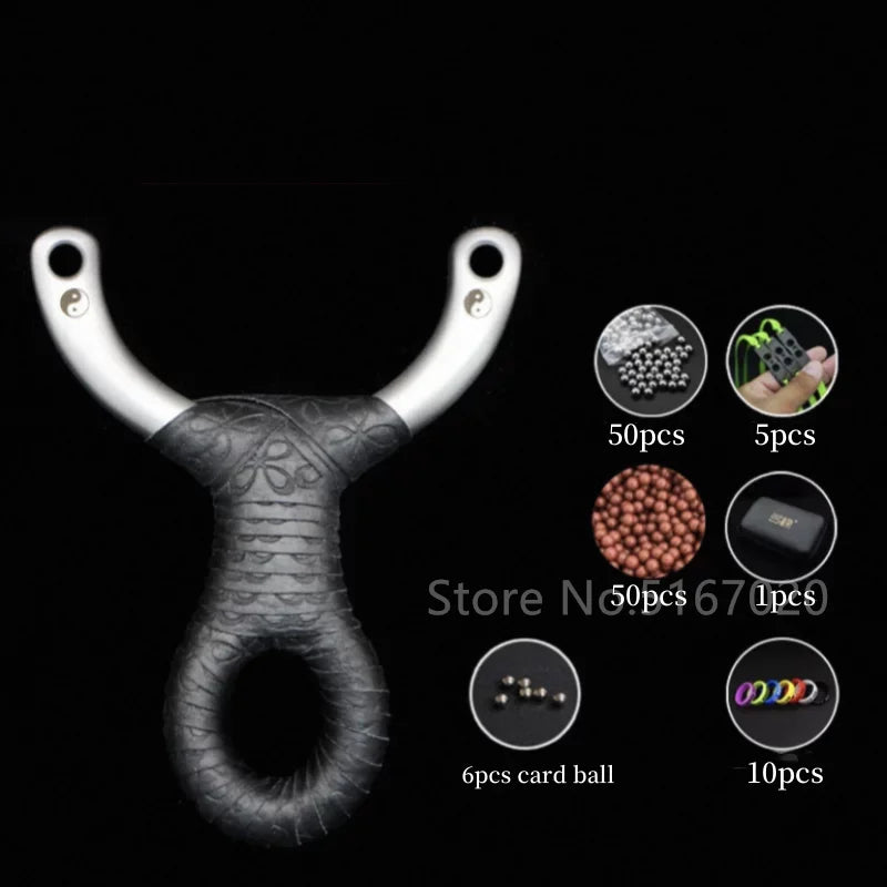 Professional 304 Stainless Steel Slingshot with Flat Rubber Band for Outdoor Hunting Catapult Competitive Shooting