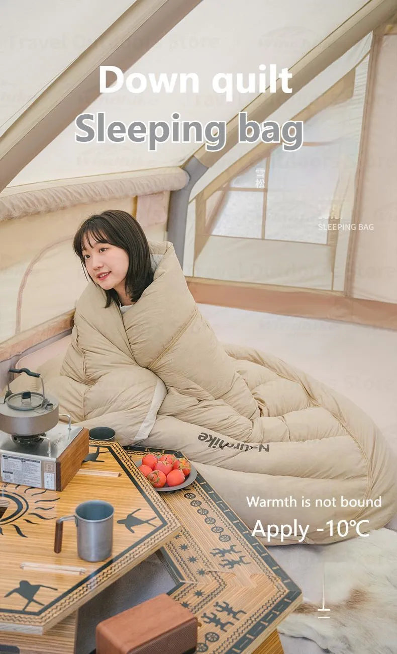 Naturehike Duck Down Sleeping Bag Ultralight Autumn Winter Spring Widened Sleeping Bag Hooded Windproof Waterproof -10℃ Outdoor