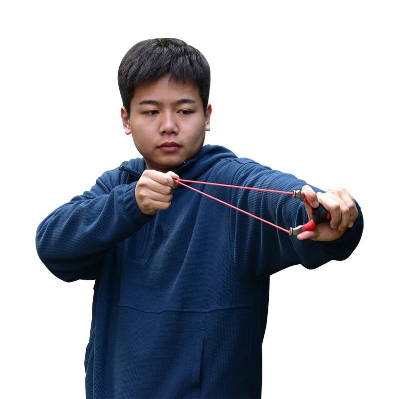 New Style Stainless Steel Powerful Slingshot with Tube Rubber Band Mud Balls Slingshot Catapult Bag for Hunting Outdoor