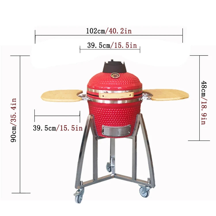 KIMSTONE 2023 New Hot Selling 16 Inch Portable Bbq Rotisserie Grill Commando Kamado Smoker With Stainless Steel Stand