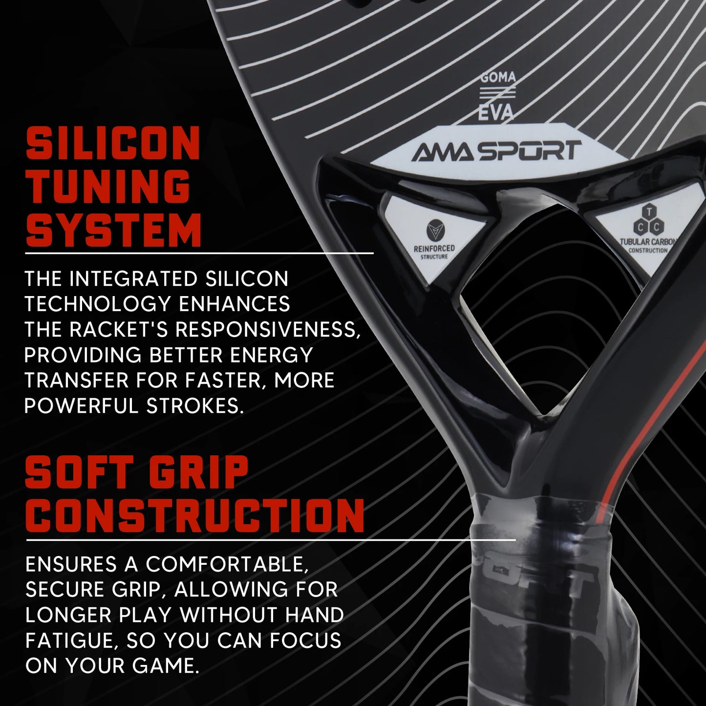 AMASPORT Padel Tennis Racquets Full Carbon Fiber Rough Surface High Quality Padel Rackets Provides A Great Hitting Experience