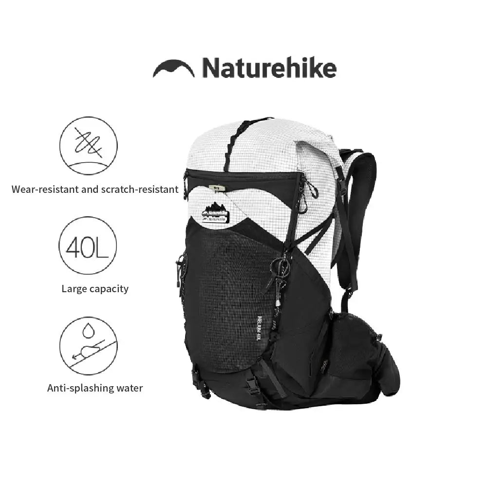 Naturehike Helium Series 40L Hiking Backpack Waterproof Wear Resistant Outdoor Travel Sport Climbing Shoulder Bag With RainCover