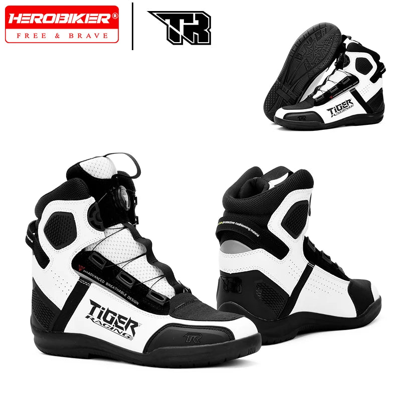 TR Motorcycle Shoes Men Motorcycle Boots Breathable Riding Boots Four Seasons Women Waterproof Moto Racing Shoes Cross-country