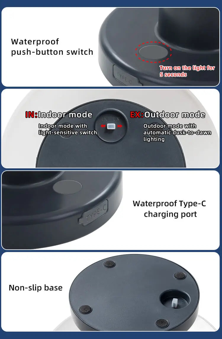 Solar Led Table Lamp Outdoor Modern Home Garden Decoration Solar Charging Cordless Lamp Restaurant For Outdoor Bar Restaurant