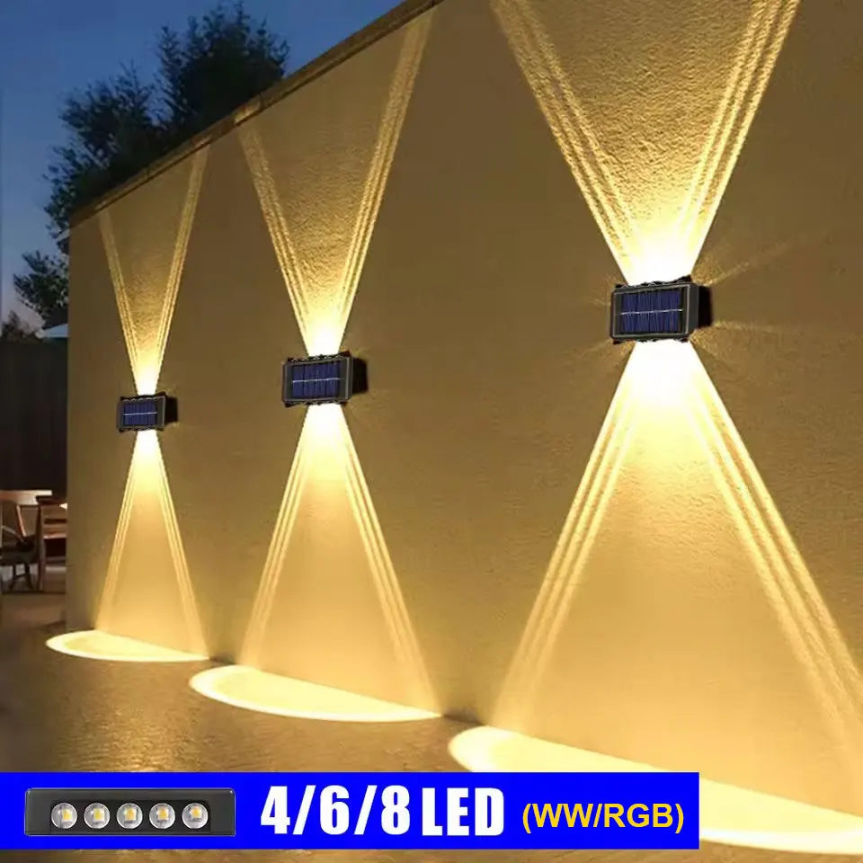 Solar Wall Lamp 4/6/8 Led Outdoor Solar Led Light Waterproof Up And Down Luminous Lighting Balcony Yard Garden Decoration Lights